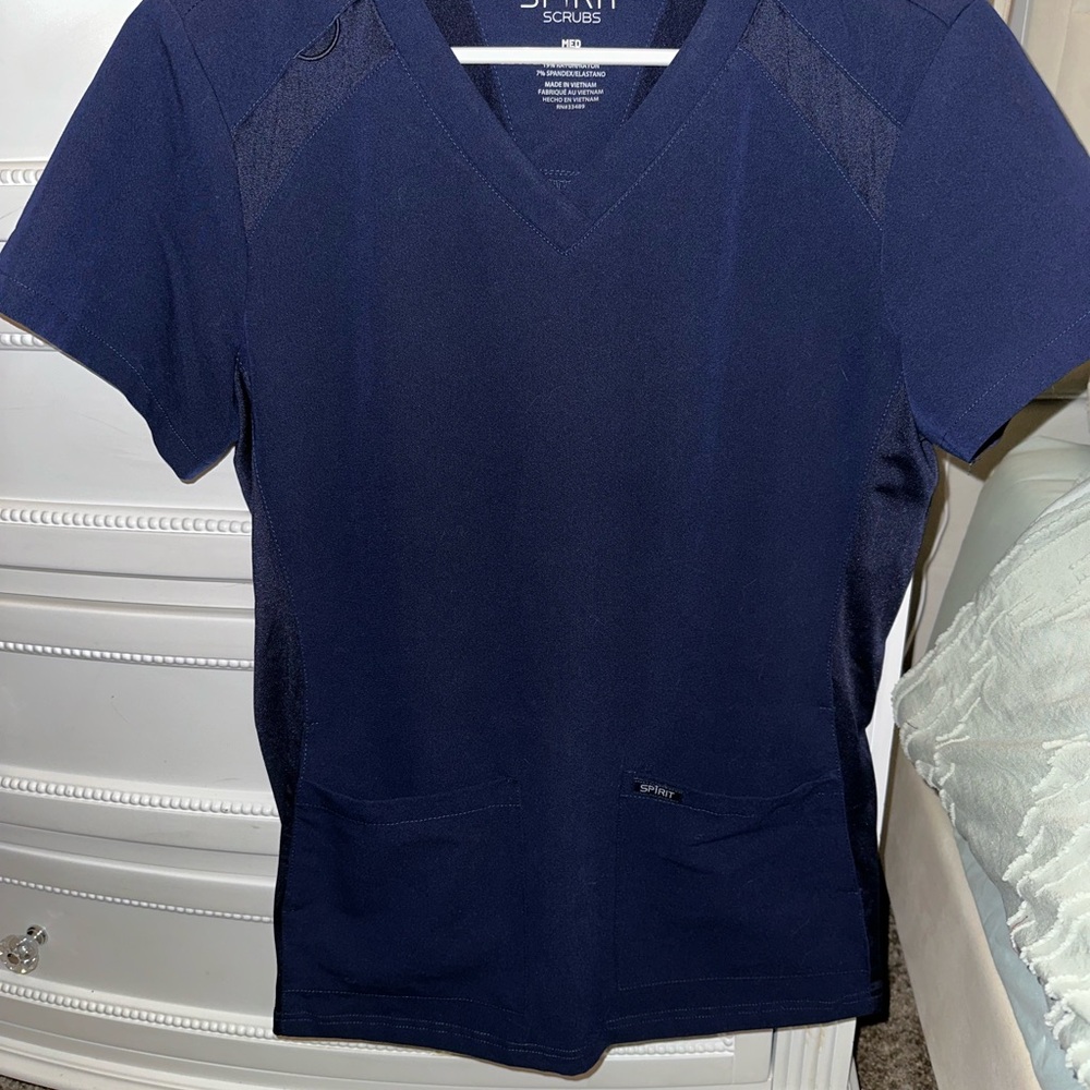 Navy Blue V-Neck Scrub Top